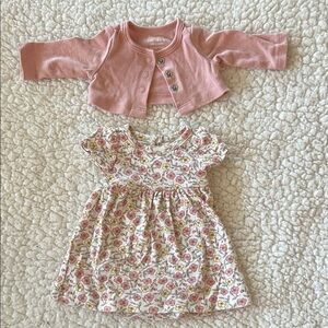 Carter's Pink Floral Dress with Cardigan